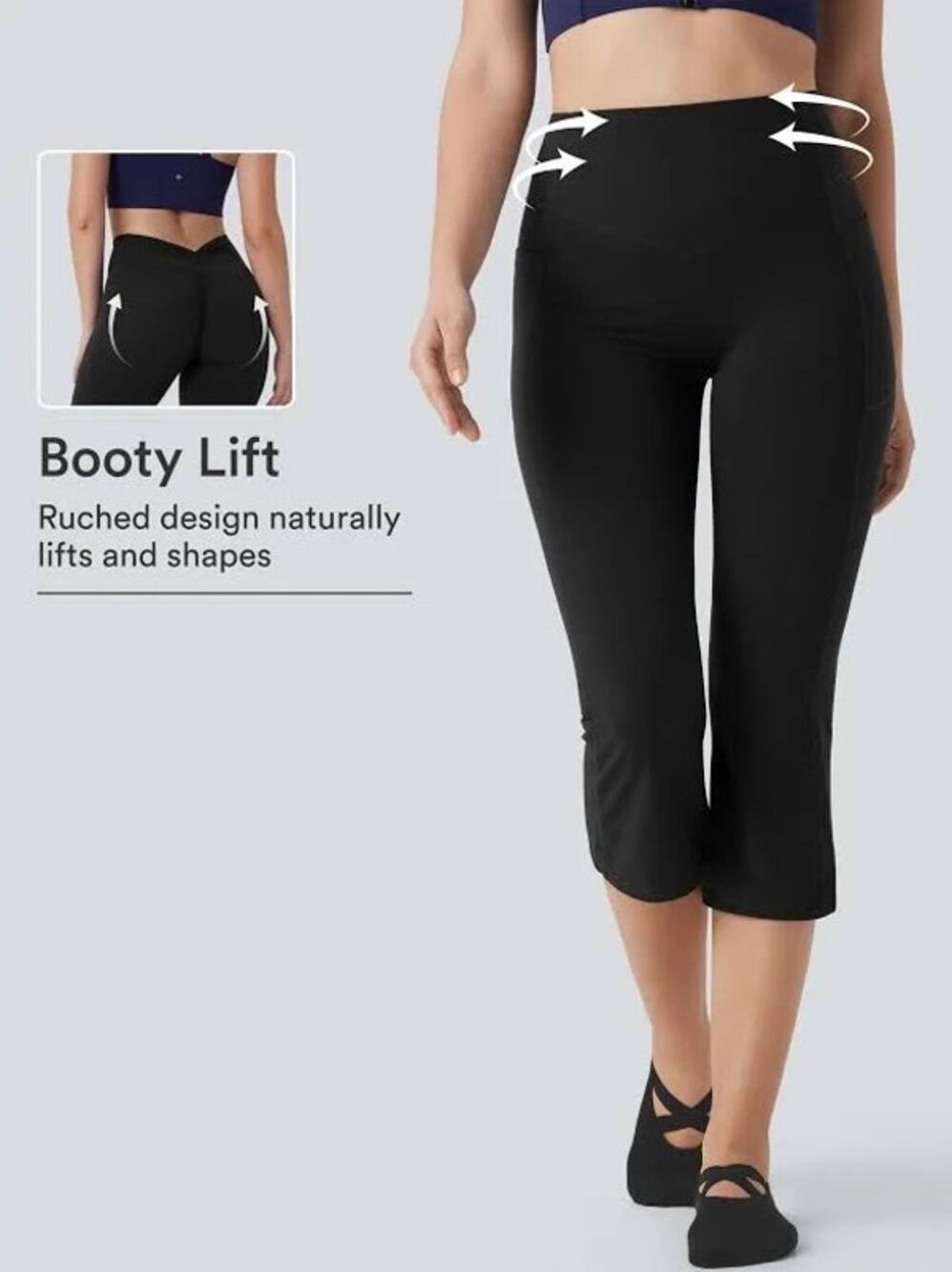 Halara S Black UltraSculpt High Waisted Scrunch Butt Lifting Capri Leggings NWT